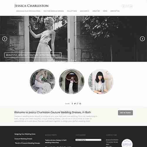 A screenshot of Jessica Charleston Couture Wedding Dresses' website