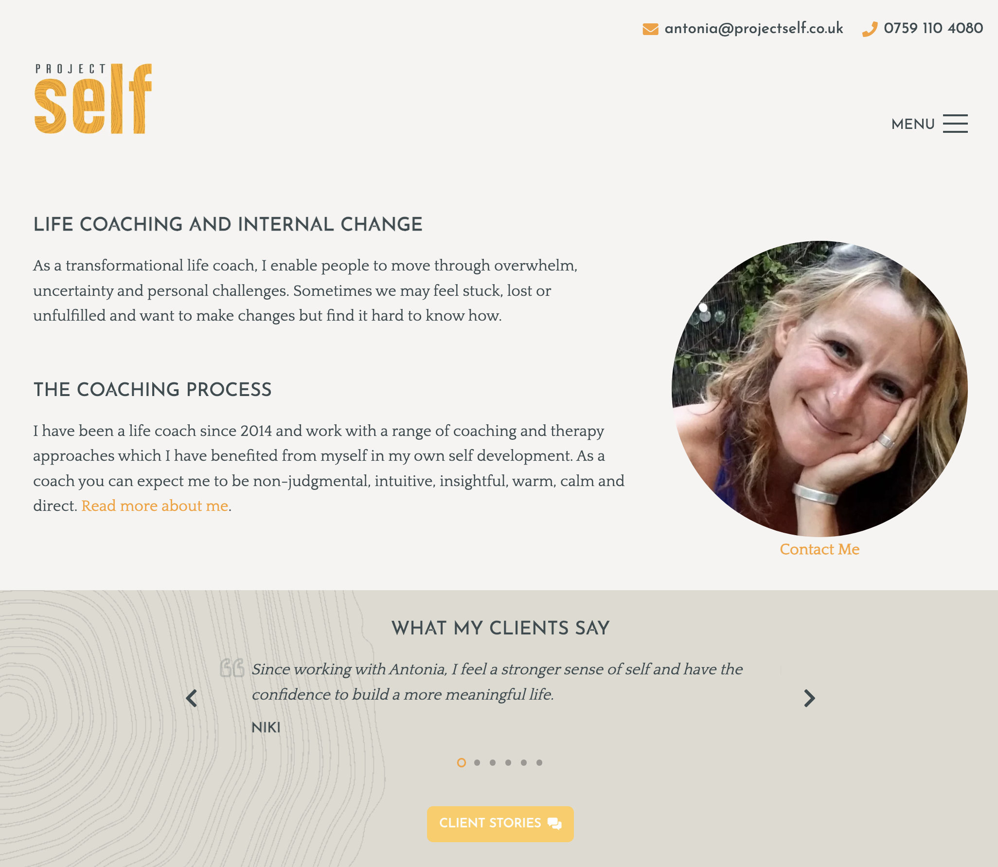 A screenshot of Project Self's home page