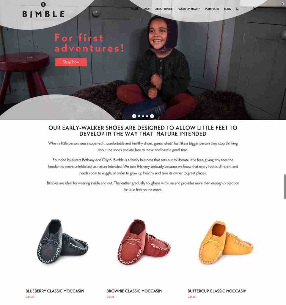 Bimble Shoes Web Design