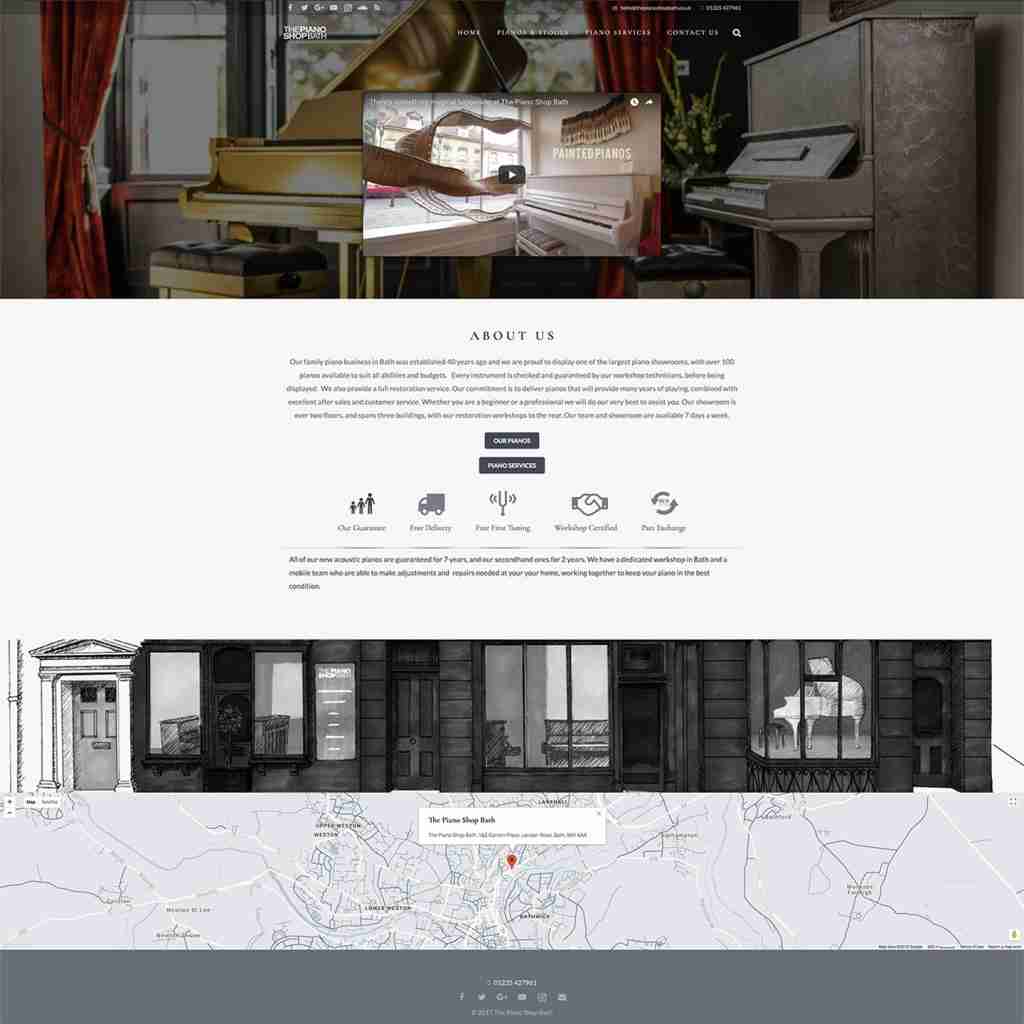 A screenshot of The Piano Shop Bath website