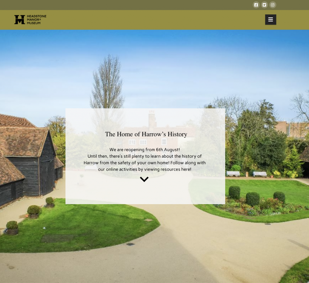 A screenshot of Headstone Manor's website