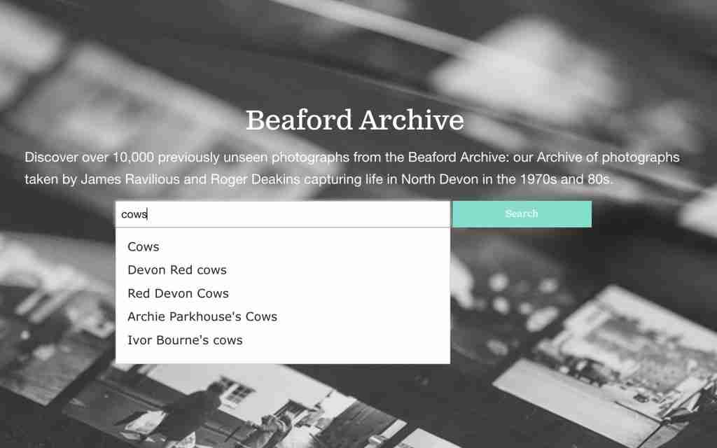 Searching using auto suggest on Beaford Archive